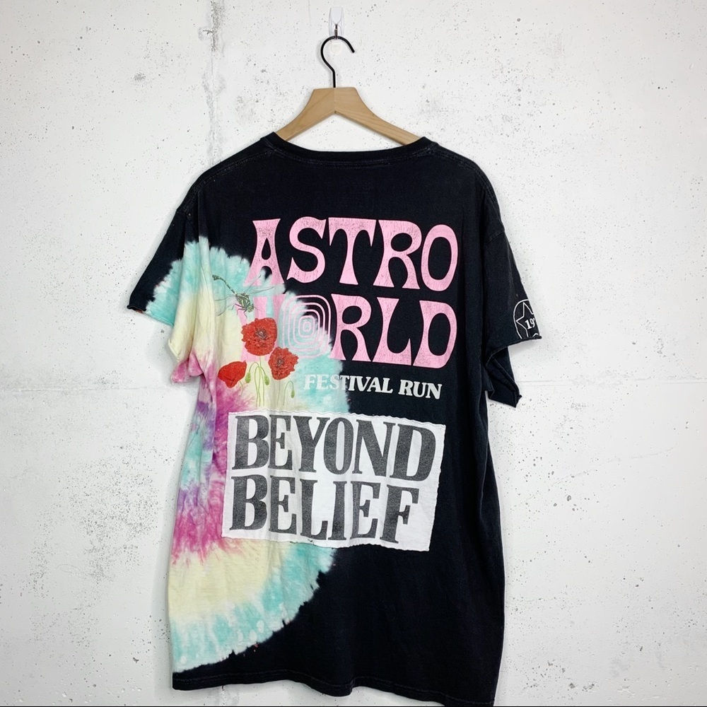 Travis Scott Astroworld Beyond Belief Tie Dye Band Tee Graphic Shirt Size Large - Picture 6 of 11
